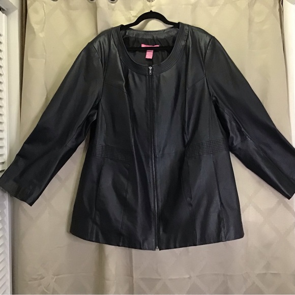 Woman Within 02-0201-0 A-Line Leather Jacket - Picture 7 of 13